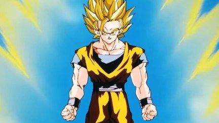 Goku transforming to Super Saiyan 3 in Dragon Ball Z