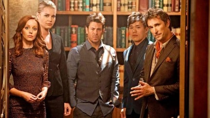 The cast of The Librarians in the 2014 TV show spinoff