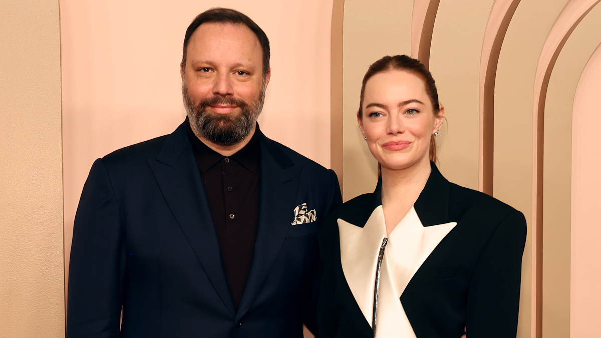 Director Yorgos Lanthimos and Emma Stone at the 2024 Oscars