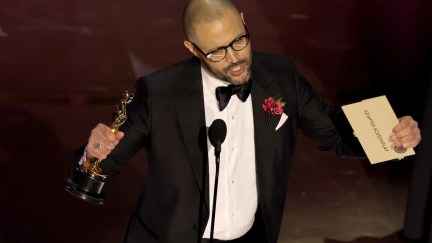 Cord Jefferson accepting his Oscar