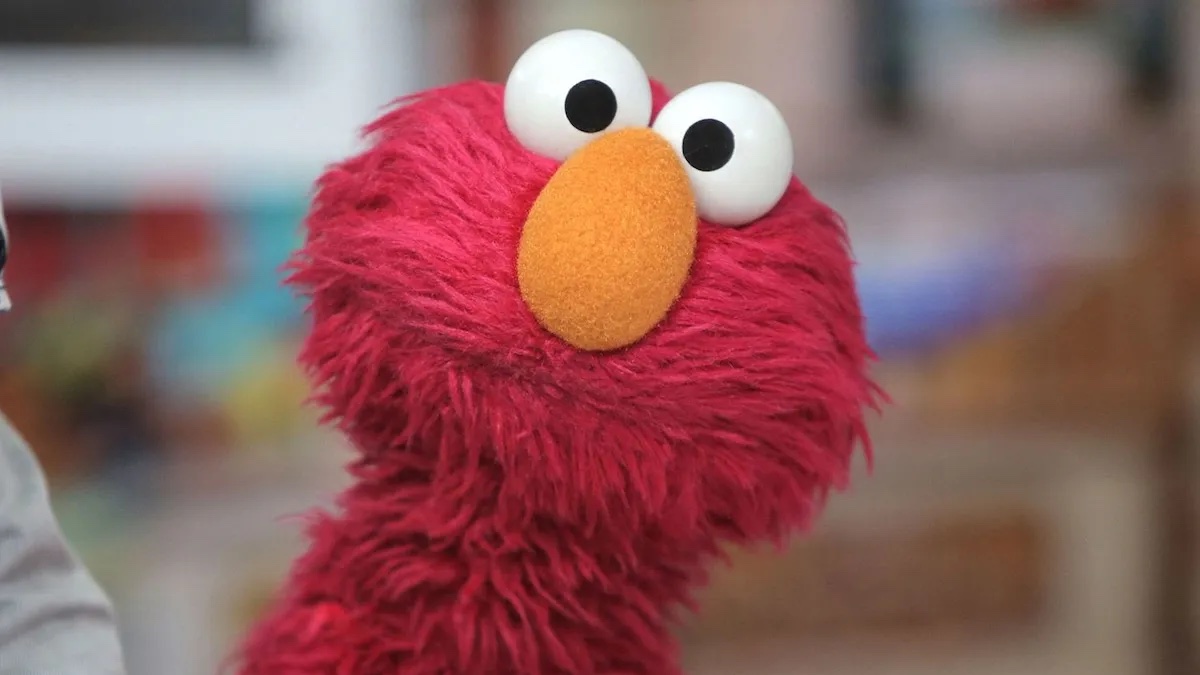 Elmo staring at the camera looking annoyed