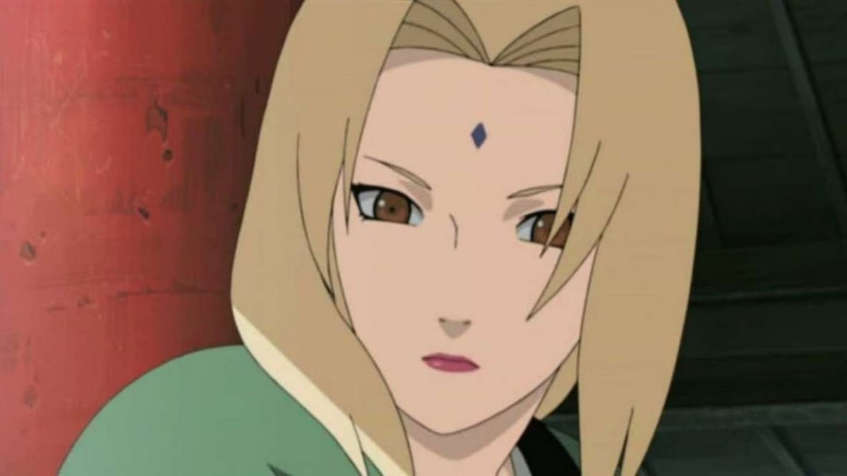 Lady Tsunade wears a quizzical look in "Naruto Shippuden"