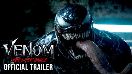 Venom snarling at the camera in Venom 3: The Last Dance.