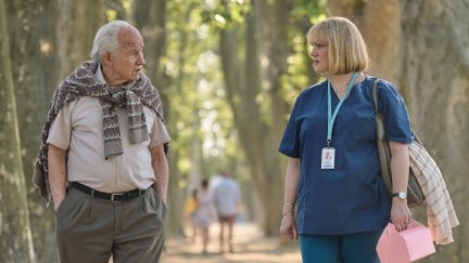 Harvey Keitel and Melanie Lynskey in 'The Tattooist of Auschwitz'