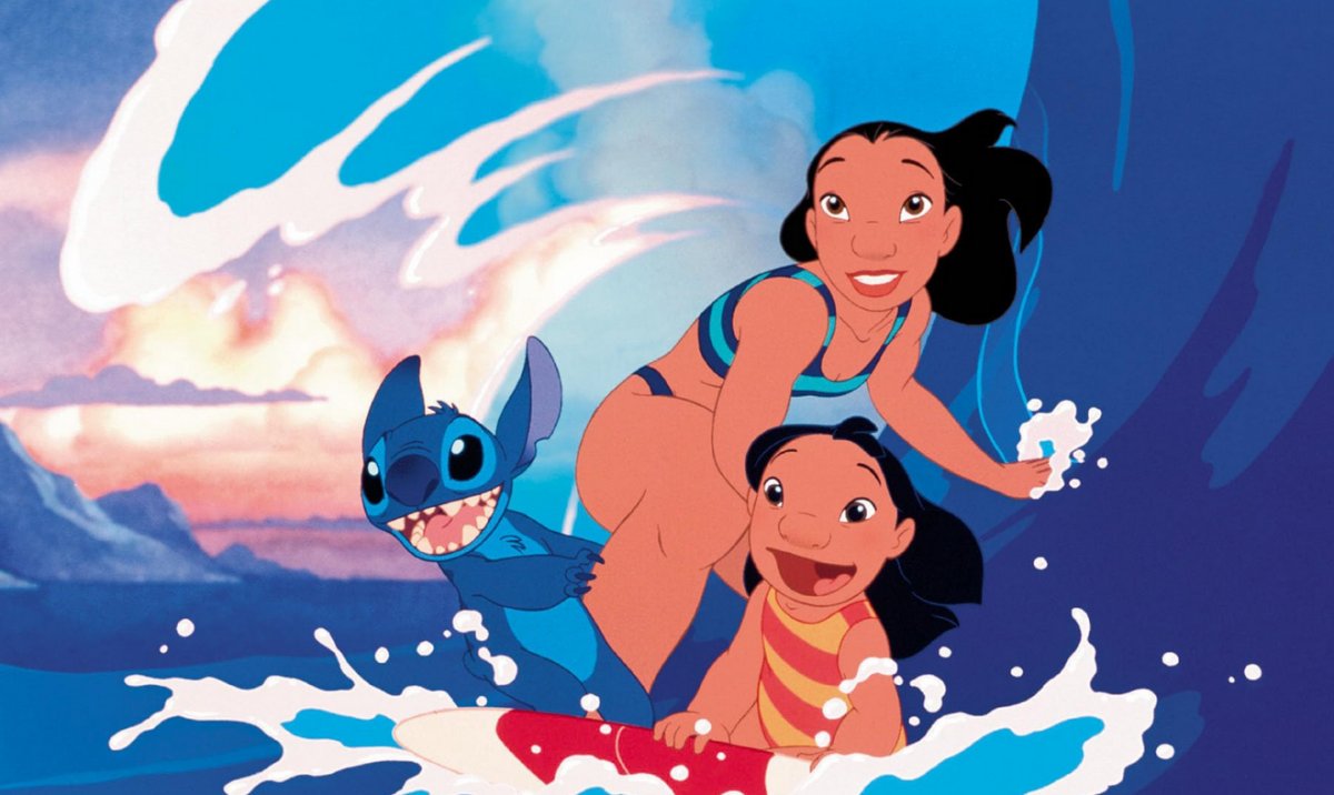 Lilo, Stitch and Nani in the animated Lilo and Stitch