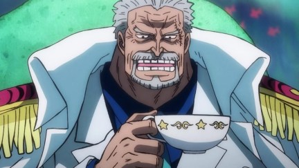 Monkey D. Garp sips tea with gusto in 