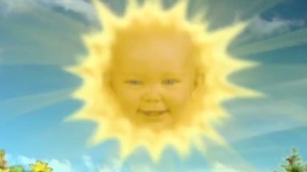 The sun with a face of a baby inside it from Teletubbies