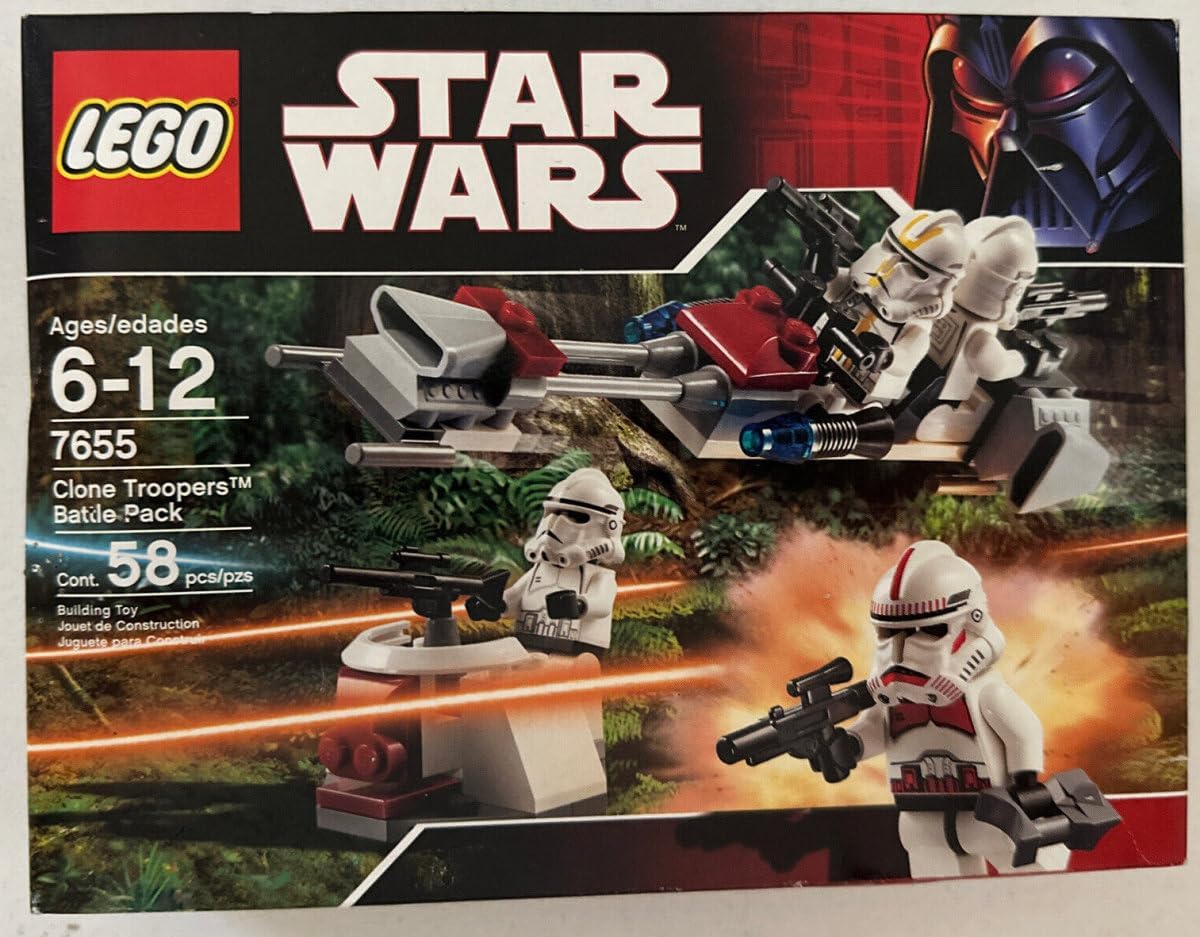 Clone Trooper Battle Pack 7655 from "Star Wars" featuring battling LEGO Clones and speeders