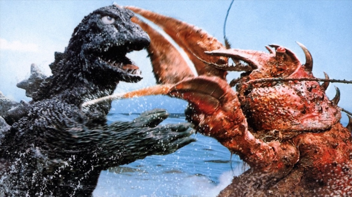 Godzilla battles the crab monster Ebirah in "Ebirah, Horror of the Deep"