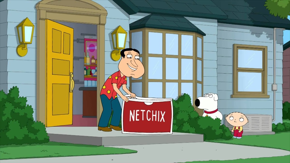 Quagmyre puts out a sign in front of his house that says "Netchix"
