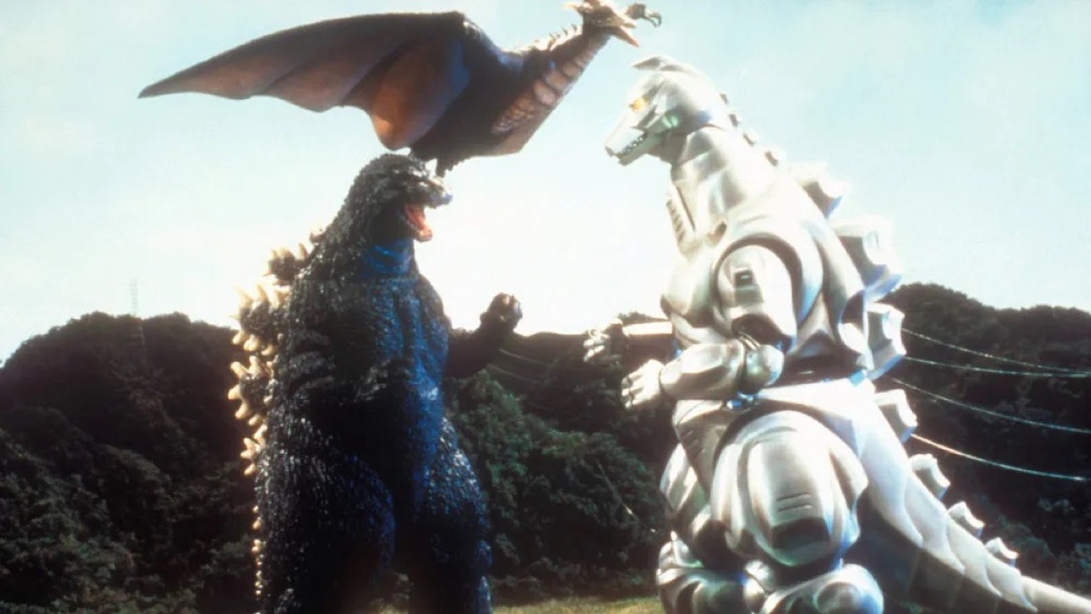 Godzilla fights Mechagodzilla in "Godzilla vs. Mechagodzilla II"