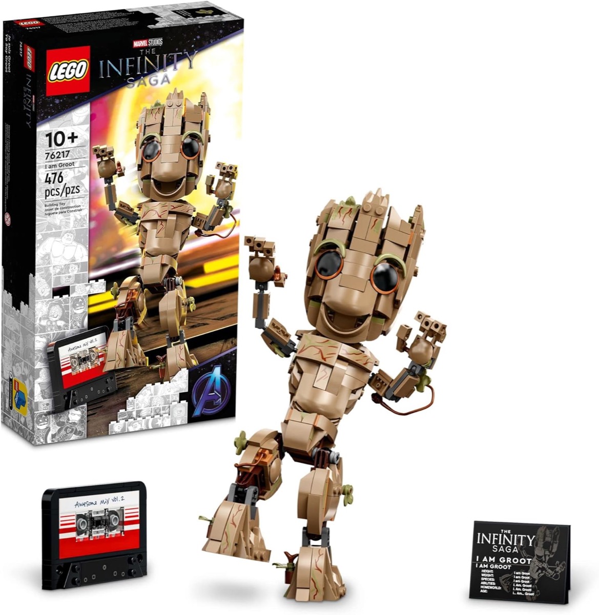 A LEGO baby Groot dances and smiles 