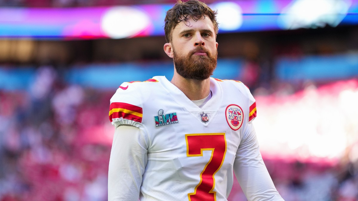 Kansas City Chiefs' Harrison Butker on the field at State Farm Stadium