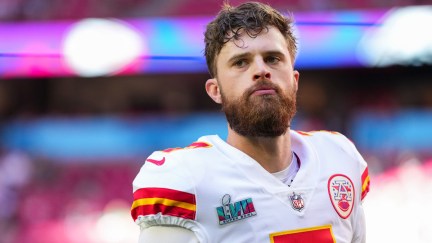 Kansas City Chiefs kicker Harrison Butker at Super Bowl LVII