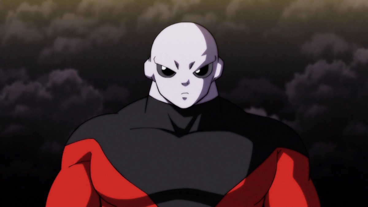 The alien Jiren stands serious in "Dragon Ball Super" 