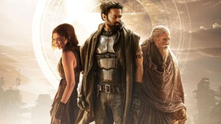 Prabhas, Deepika Padukone, and Amitabh Bachchan in 'Kalki 2898' poster