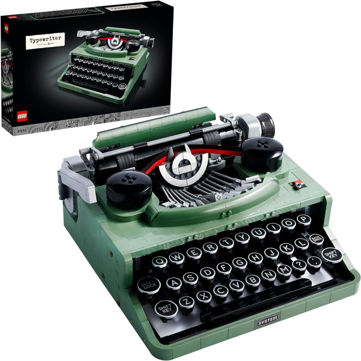 A vintage typewriter made of LEGO