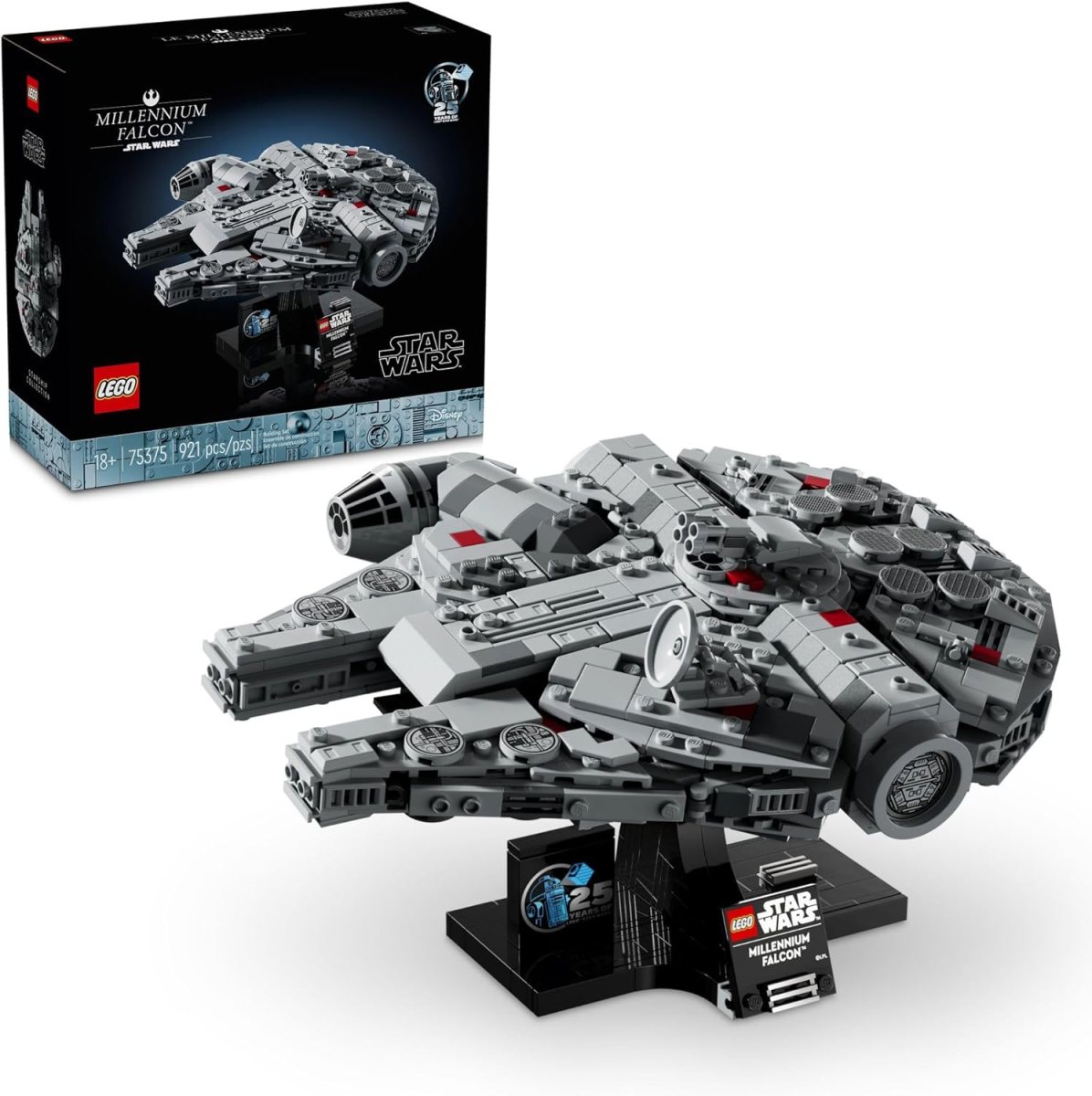 The 25th anniversar set of the A New Hope's Millennium Falcon made of LEGO