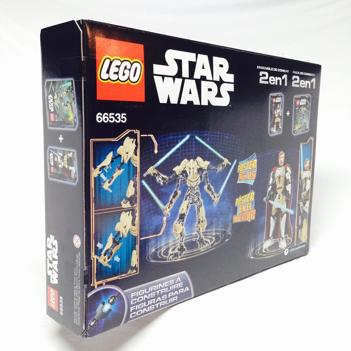 LEGO figurines of Obi Wan vs General Grevious from "Star Wars" battle it out