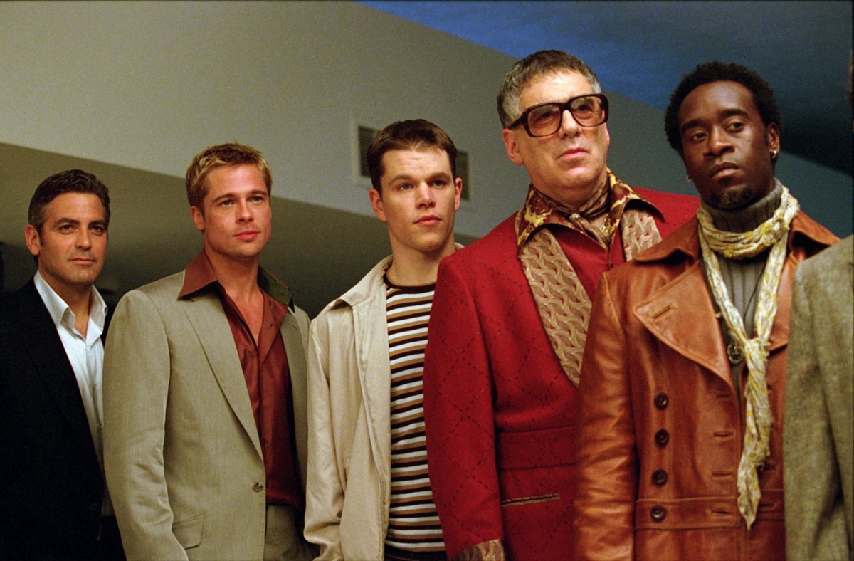 Five flamboyantly dressed men look collectively concerned in "Ocean's 11"