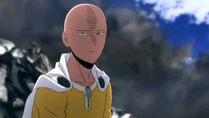 Saitama looking less than impressed in One-Punch Man