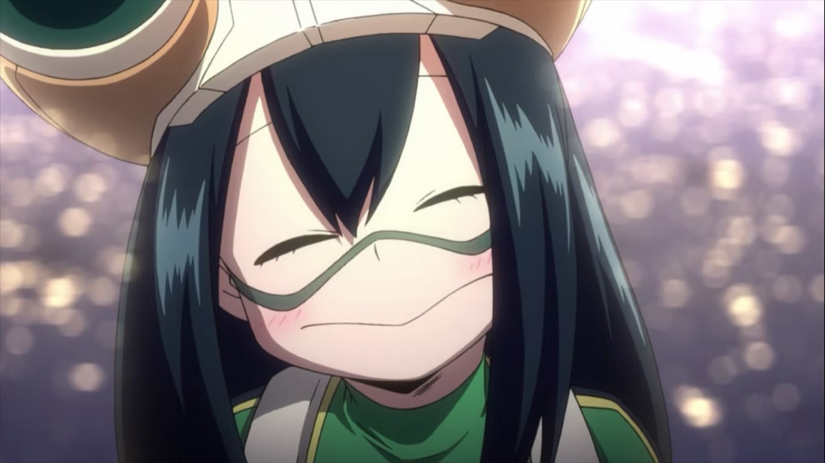 Tsuyu Asui smiles with her eyes closed in "My Hero Academia" 