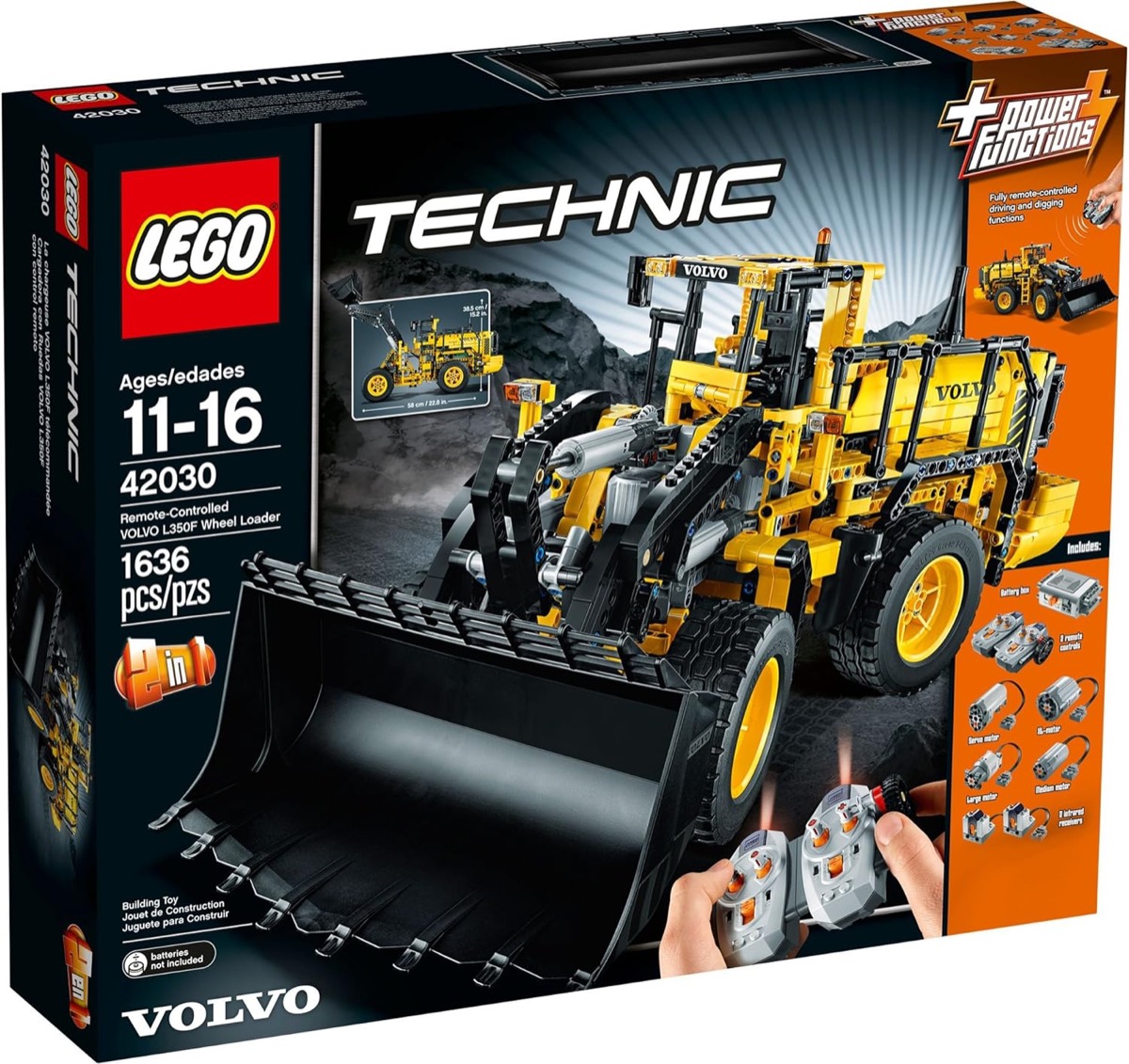 A box containing the LEGO VOLVO L350F Wheel Loader