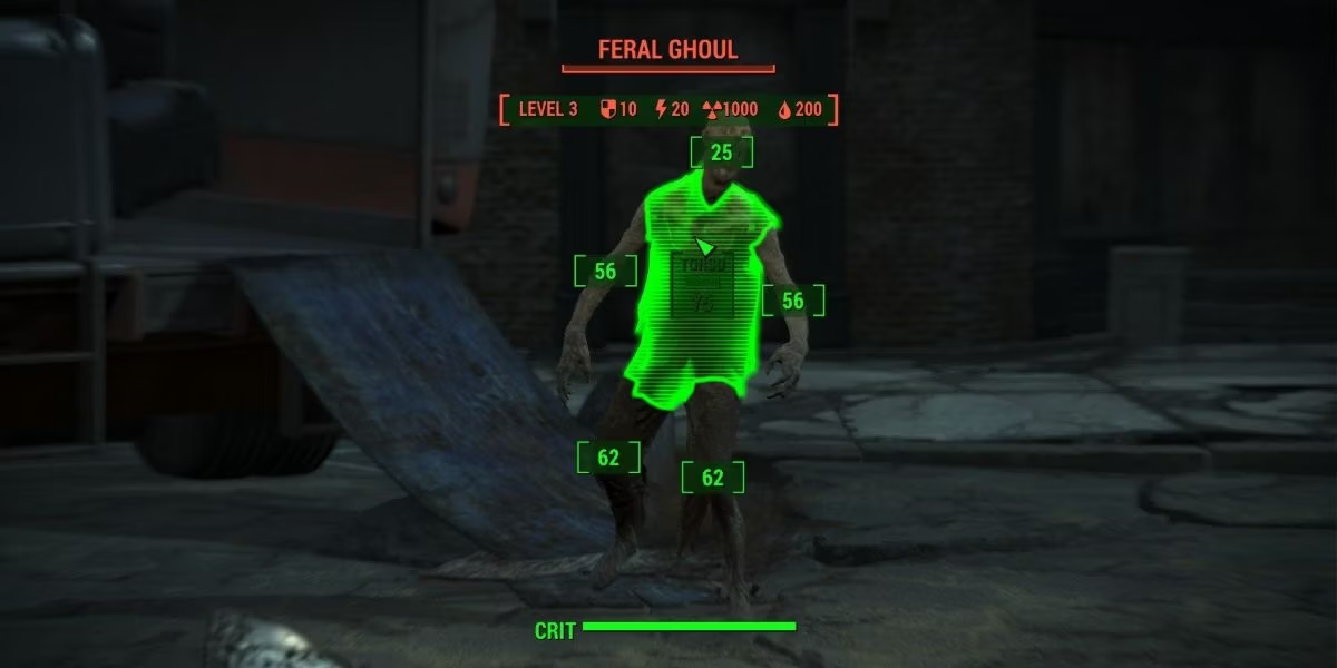 A target lit up under VATS in "Fallout 4" 