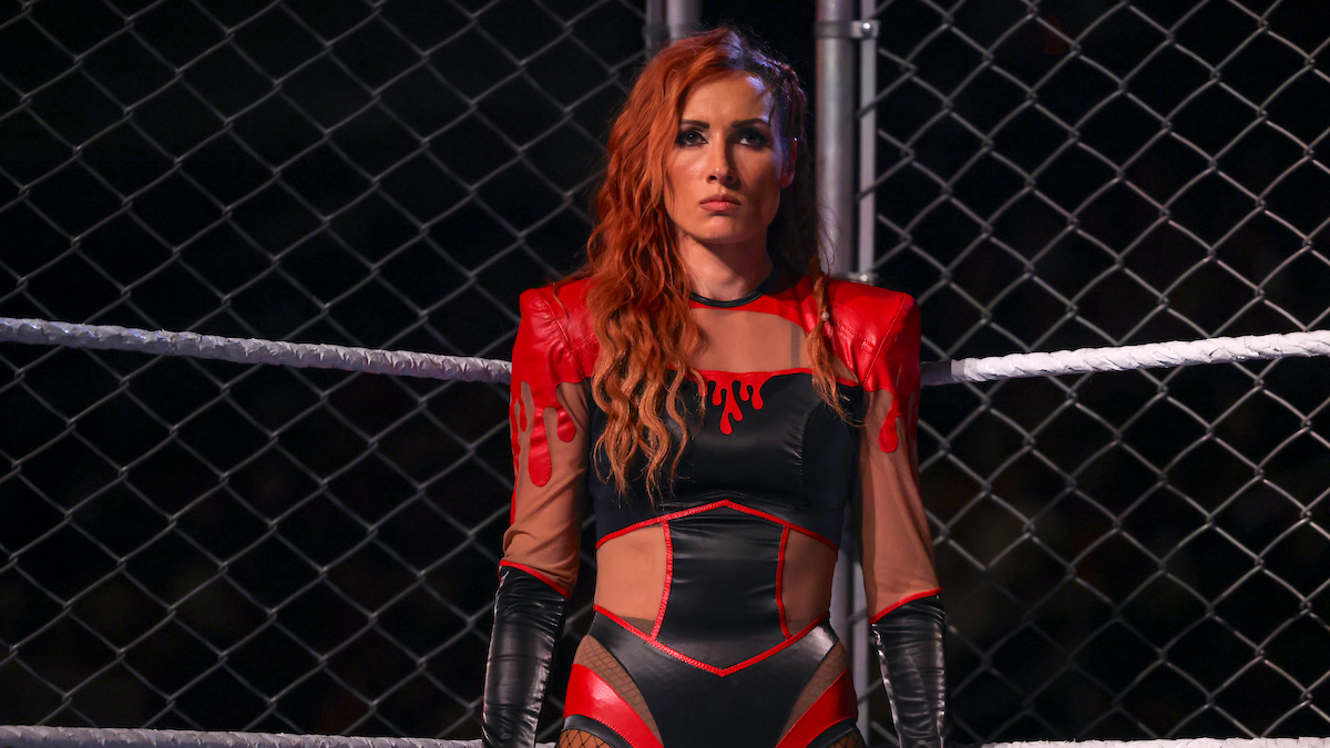 Becky Lynch looks forlorn waiting for her match to begin