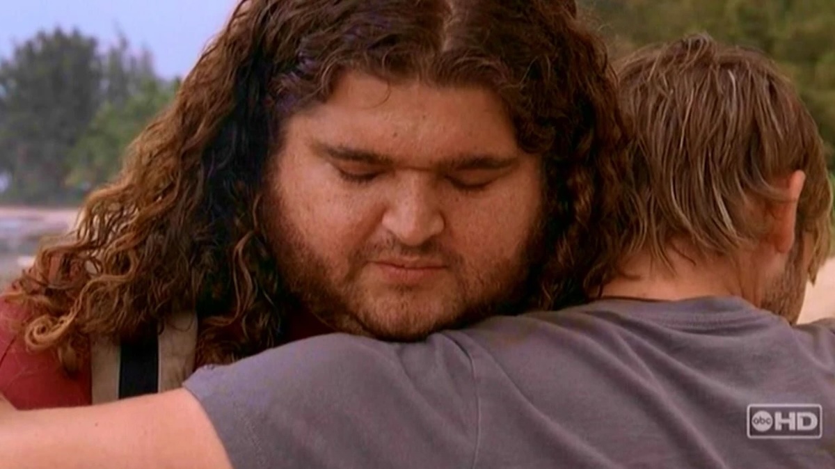 Charlie hugging Hurley for the last time on LOST