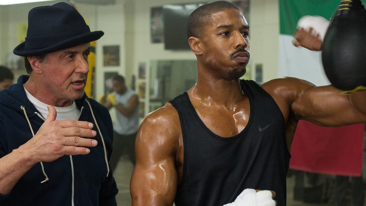 sylvester stallone and michael b jordan training in creed