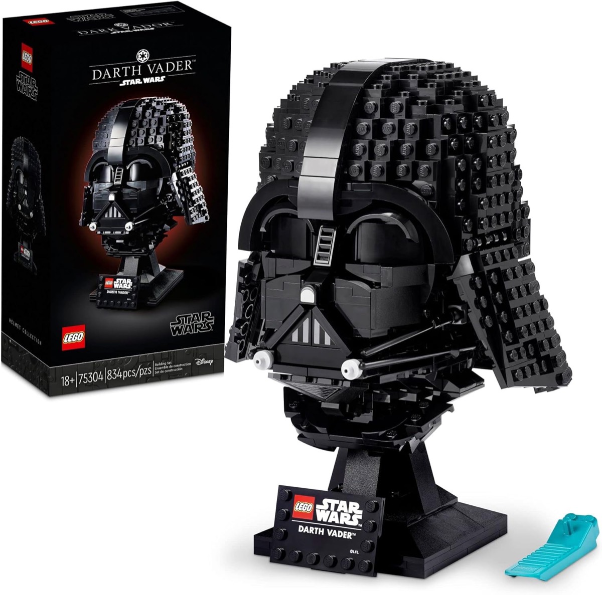 A LEGO version of Darth Vader's helmet from "Star Wars" 