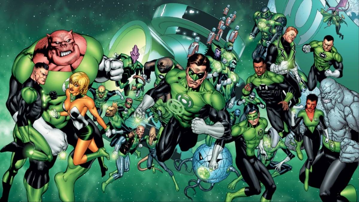 A DC comics image of the Green Lantern Corps.