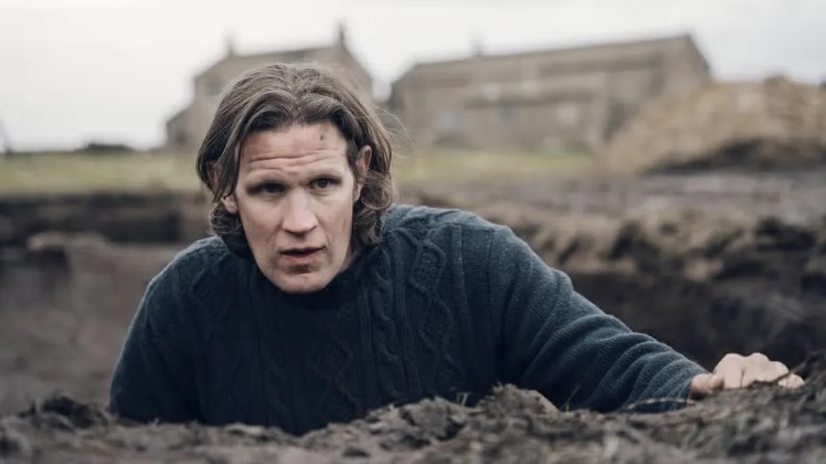 Richard (Matt Smith) stands in a hole in the ground in Starve Acre.