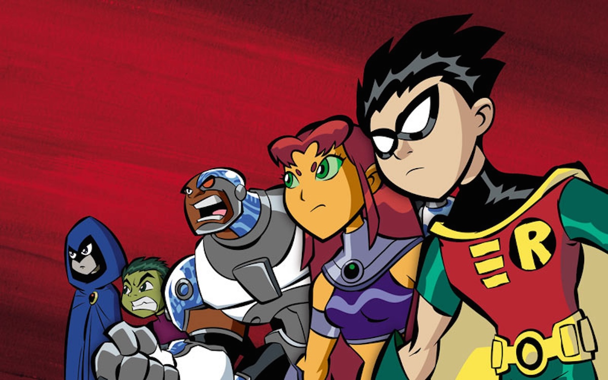 the teen titans all standing in a line