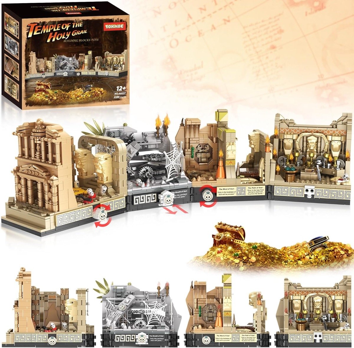 A LEGO model of the "Indiana Jones" 5-in-1 Temple building set