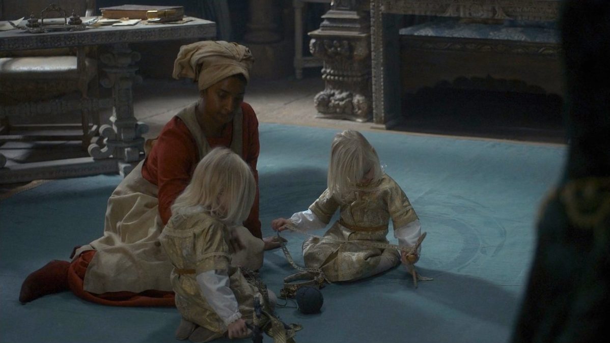 Aegon Targaryen II's two children and their nursemaid
