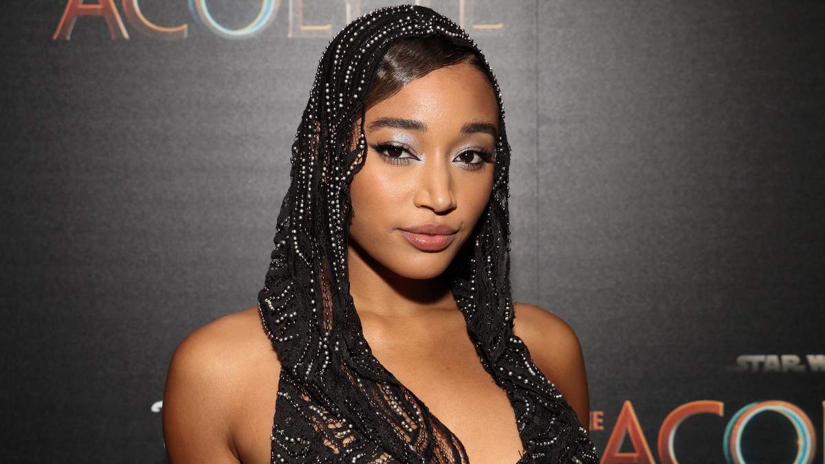 Amandla Stenberg poses at a screening of The Acolyte