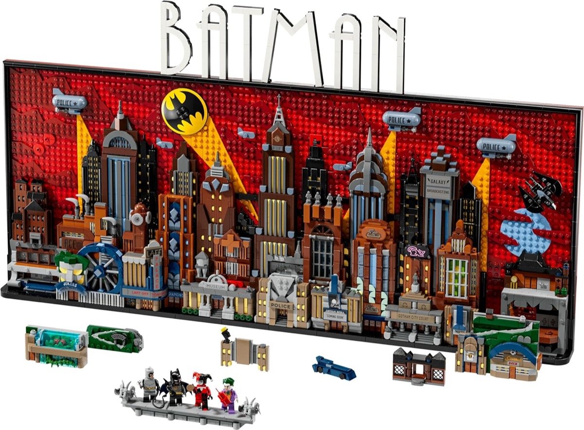 A LEGO skyline of Batman: Animated series gotham city