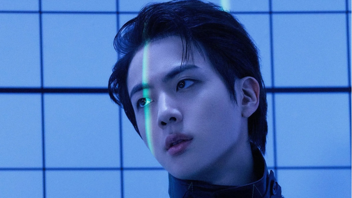 A picture of BTS's oldest member, Jin, in the concept photos for the group's anthology album Proof.