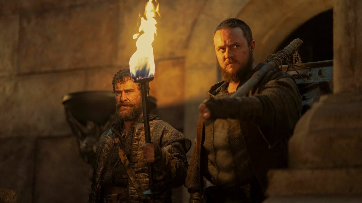 Sam C. Wilson and Michael Stobbart as Blood and Cheese in the 'House of the Dragon' season 2 premiere