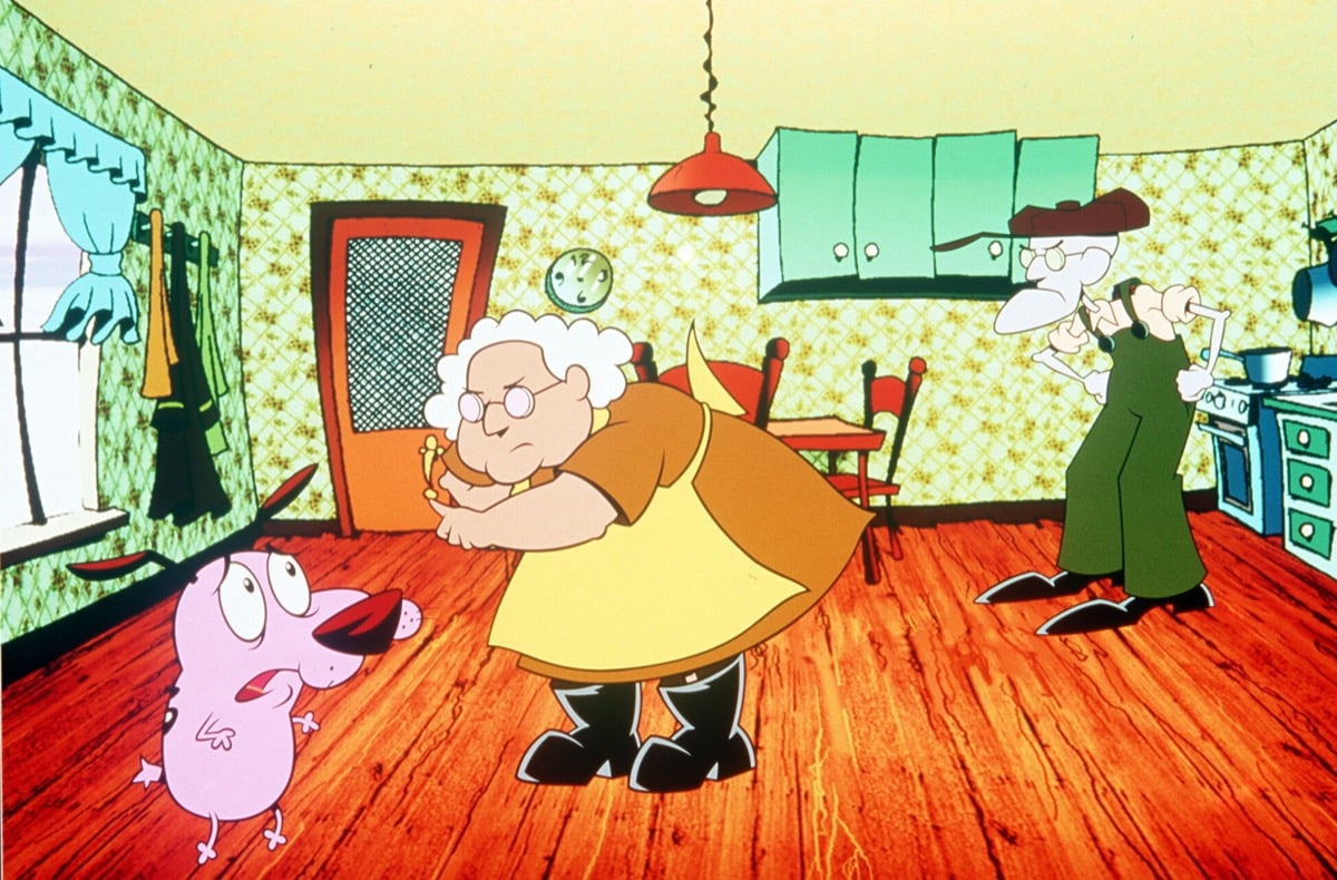 Muriel scolds Courage in the kitchen in "Courage the Cowardly Dog"