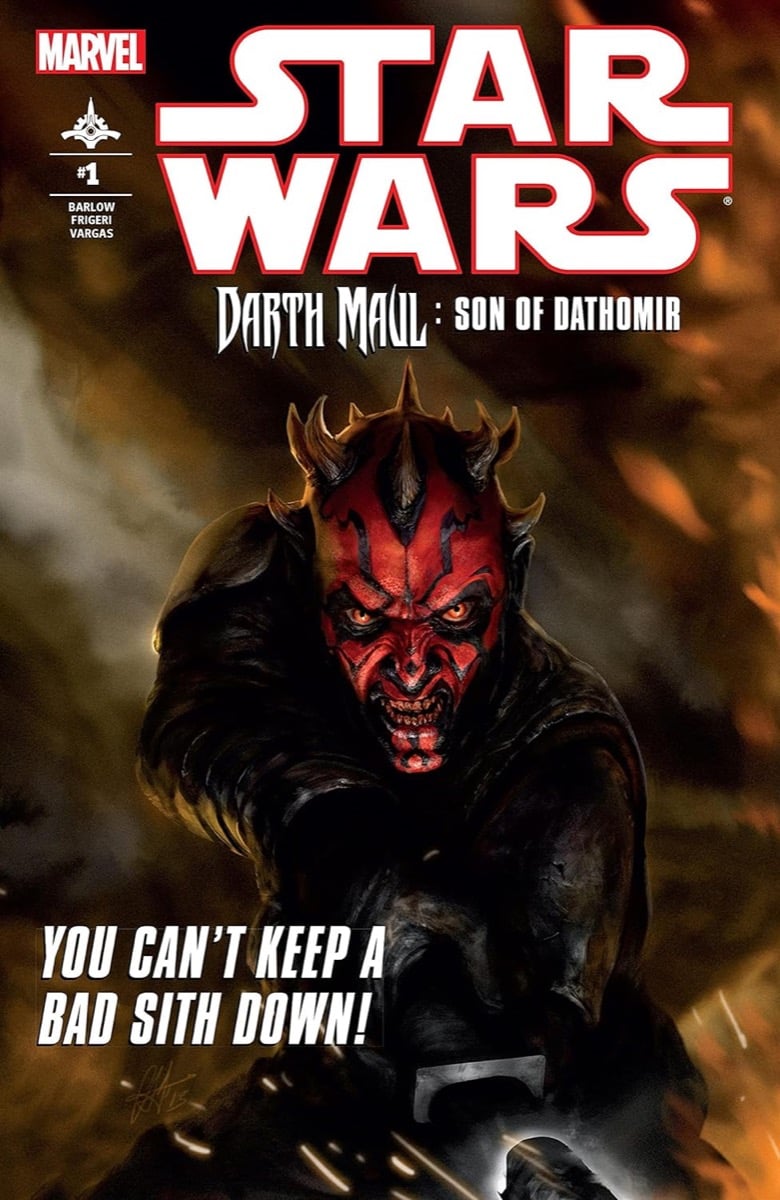 Cover art for "Darth Maul- Son of Dathomir" featuring Maul holding a lightsaber