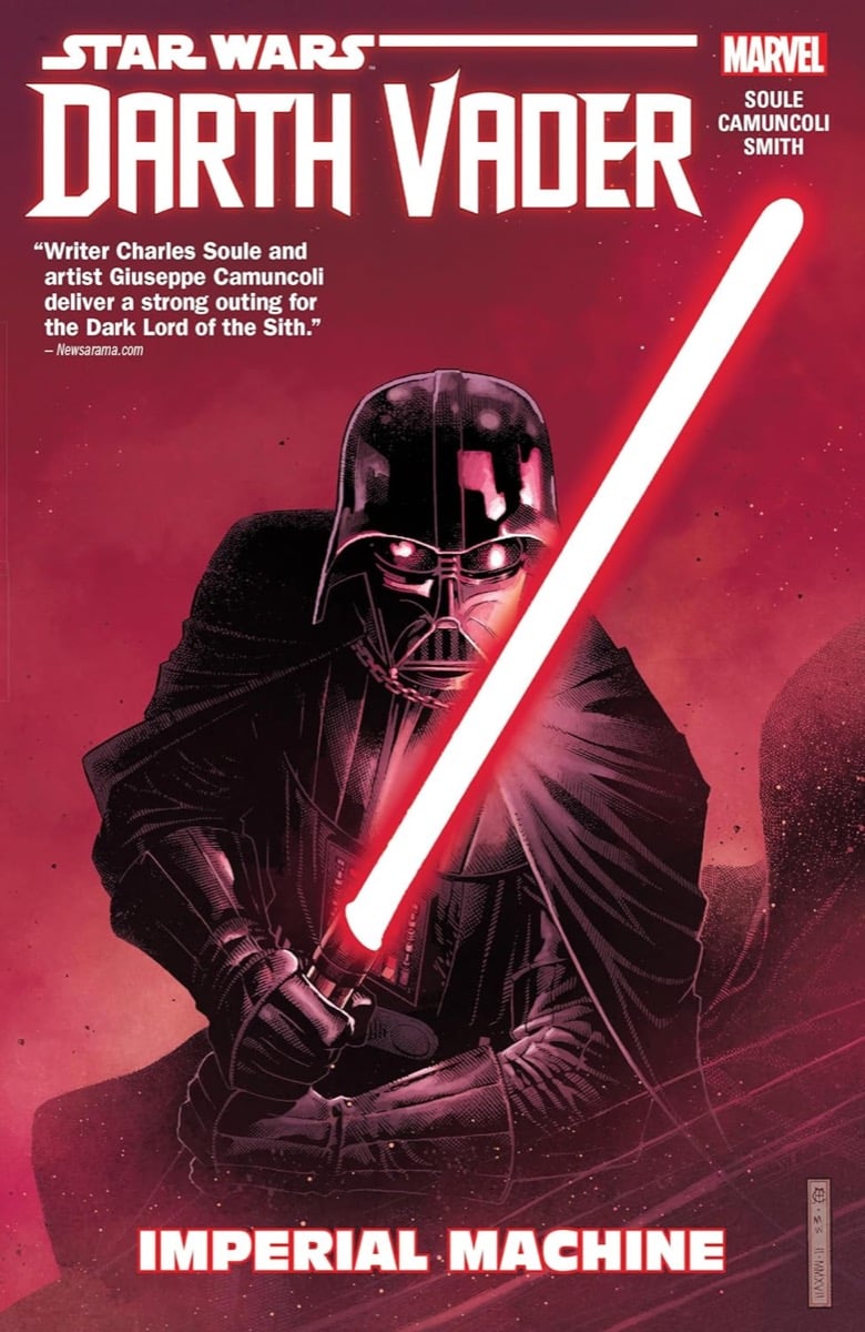 Cover art for "Darth Vader- Dark Lord of the Sith" featuring Vader holding a red lightsaber