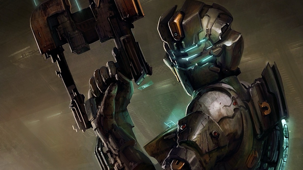 Issac Clark in his space suit holds a gun in "Dead Space 2" 