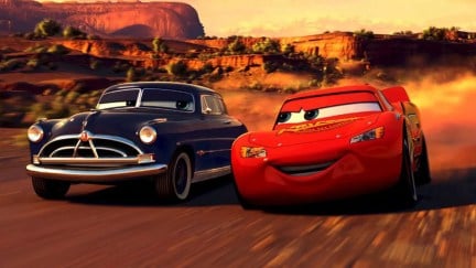 Paul Newman as Doc Hudson and Owen Wilson as Lightning McQueen in 'Cars'