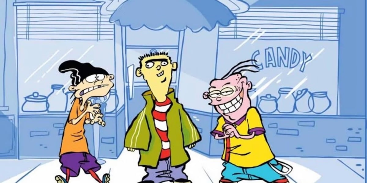 Ed, Double D, and Eddy stand on a street corner mid-scheme in "Ed Ed n Eddy"