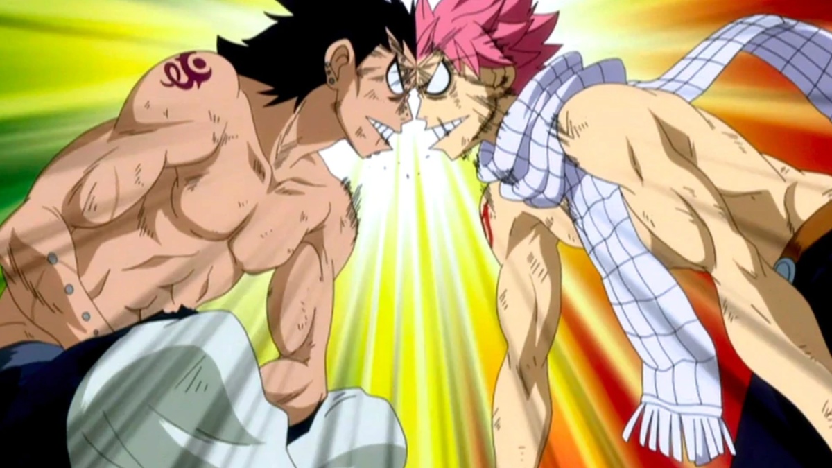 Fairy Tail, Phantom Lord Arc, Natsu and Gajeel butt heads