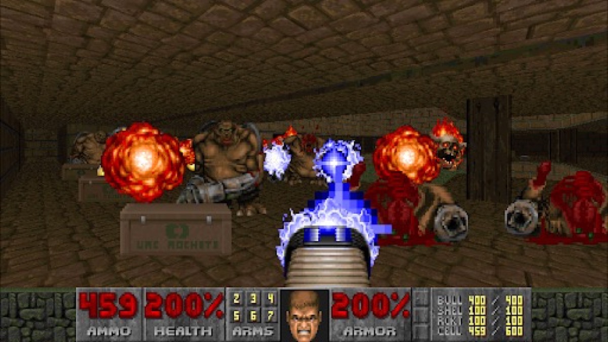 Monsters attack the player in "Final Doom"