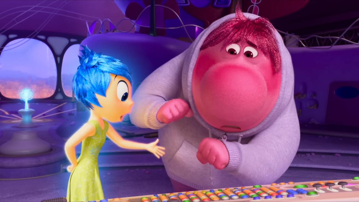 Inside Out 2, Joy tries to shake Embarrassment's hand